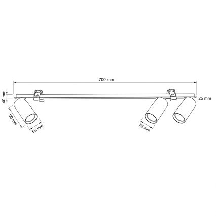 Brilagi - süvistatud laevalgusti SELE 3xGU10/30W/230V must