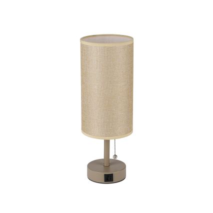 Brilagi TABLON laualamp USB-pordiga 1xE27/25W/230V beež
