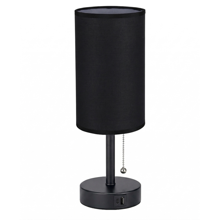 Brilagi - TABLON laualamp USB-pordiga 1xE27/25W/230V must