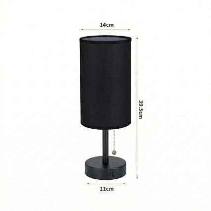 Brilagi - TABLON laualamp USB-pordiga 1xE27/25W/230V must