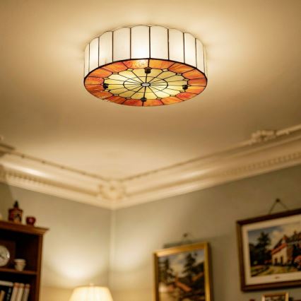 Brilagi - Tiffany-stiilis klaasvitraažiga laelamp SIENNA 3xE27/60W/230V, läbimõõt 40 cm