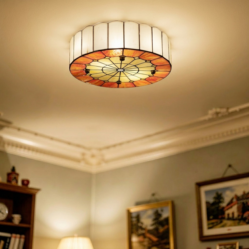 Brilagi - Tiffany-stiilis klaasvitraažiga laelamp SIENNA 3xE27/60W/230V, läbimõõt 40 cm