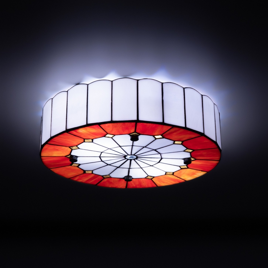 Brilagi - Tiffany-stiilis klaasvitraažiga laelamp SIENNA 3xE27/60W/230V, läbimõõt 40 cm