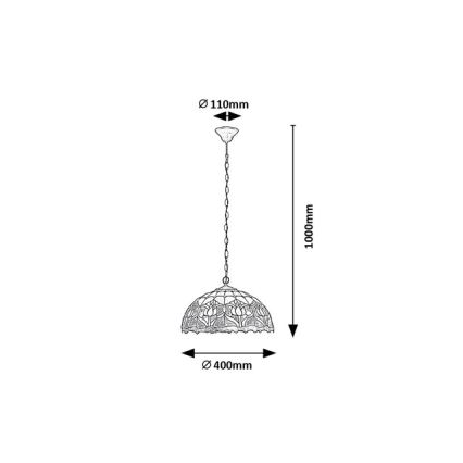 Brilagi - Tiffany-stiilis rippvalgusti ahelaga LORAS 2xE27/60W/230V