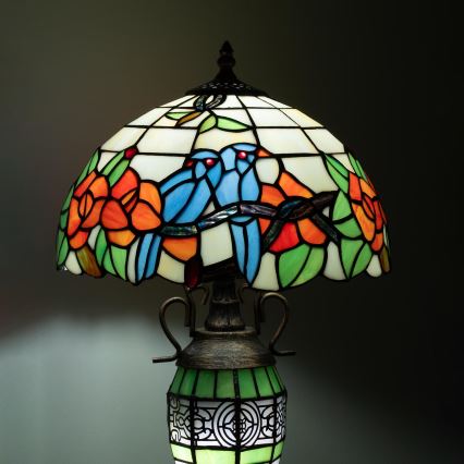 Brilagi - Tiffany-stiilis vitraažist laualamp JUNGLE 1xE27/60W/230V + 1xE14/40W