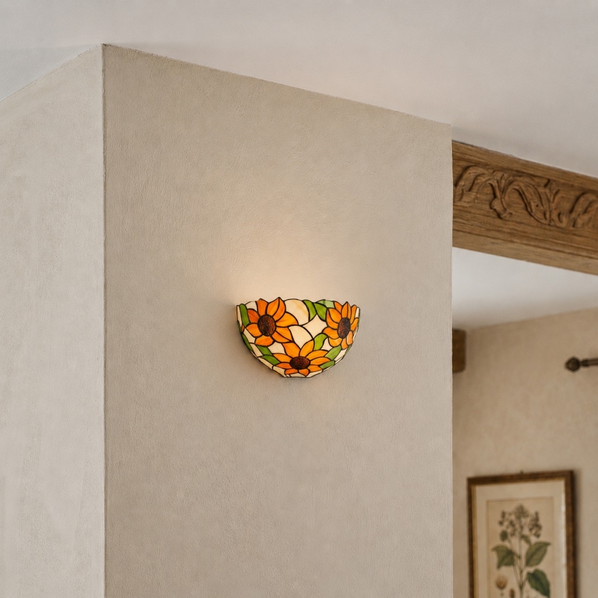 Brilagi - Tiffany-stiilis vitraažist seinavalgusti SUNFLOWER 1xE14/40W/230V