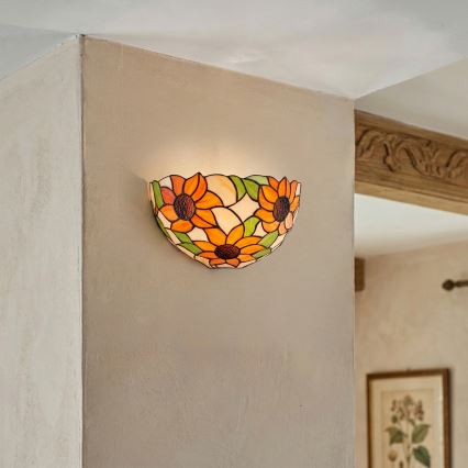 Brilagi - Tiffany-stiilis vitraažist seinavalgusti SUNFLOWER 1xE14/40W/230V