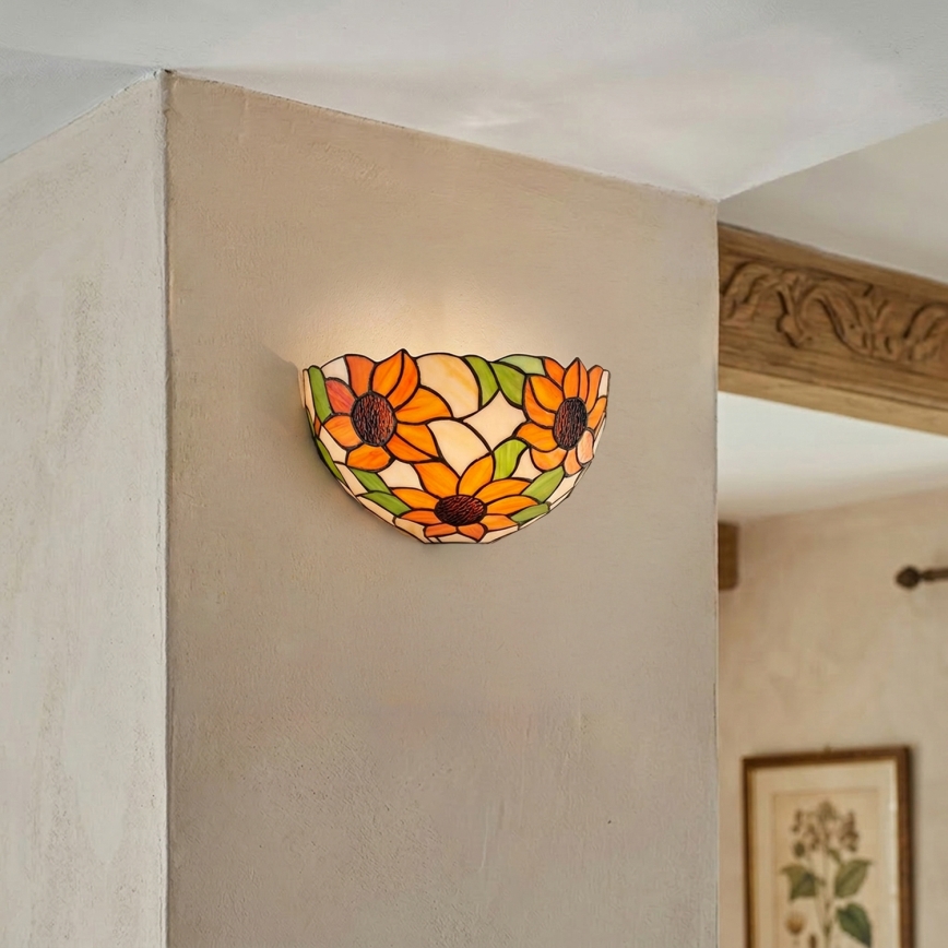 Brilagi - Tiffany-stiilis vitraažist seinavalgusti SUNFLOWER 1xE14/40W/230V