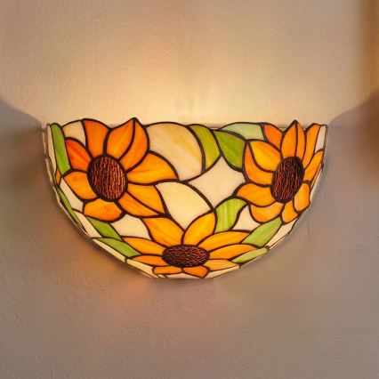 Brilagi - Tiffany-stiilis vitraažist seinavalgusti SUNFLOWER 1xE14/40W/230V