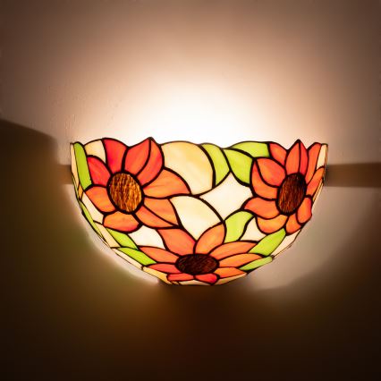 Brilagi - Tiffany-stiilis vitraažist seinavalgusti SUNFLOWER 1xE14/40W/230V