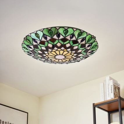 Brilagi - Tiffany-stiilis vitraažlaelamp MARGARET 2xE27/60W/230V, läbimõõt 40 cm