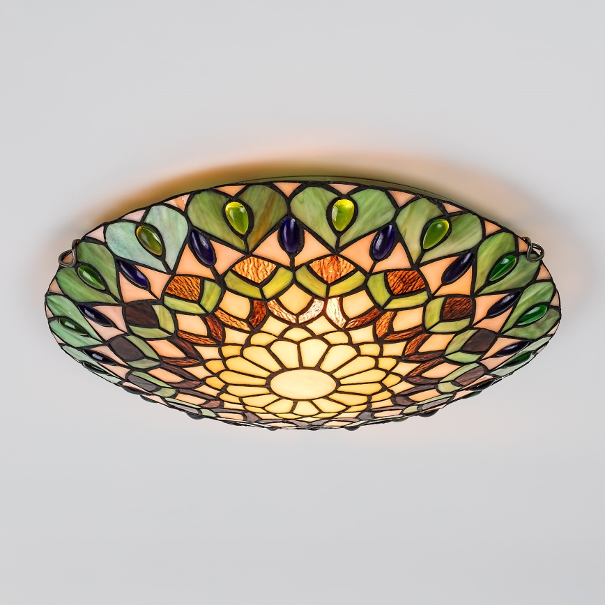 Brilagi - Tiffany-stiilis vitraažlaelamp MARGARET 2xE27/60W/230V, läbimõõt 40 cm