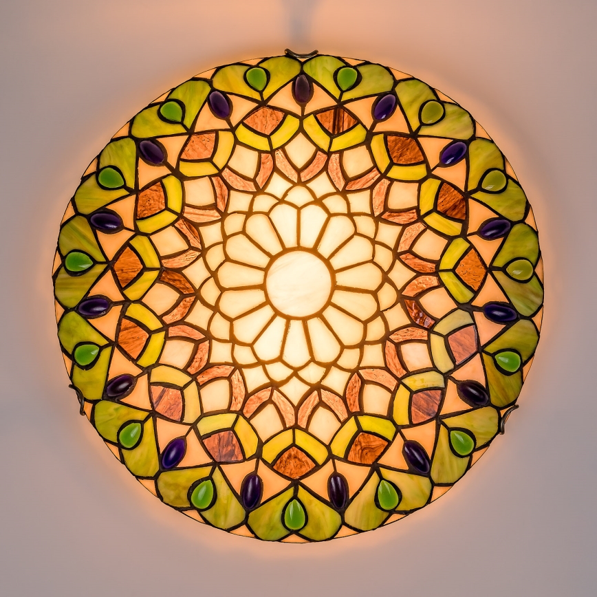 Brilagi - Tiffany-stiilis vitraažlaelamp MARGARET 2xE27/60W/230V, läbimõõt 40 cm