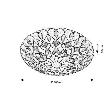 Brilagi - Tiffany-stiilis vitraažlaelamp MARGARET 2xE27/60W/230V, läbimõõt 40 cm