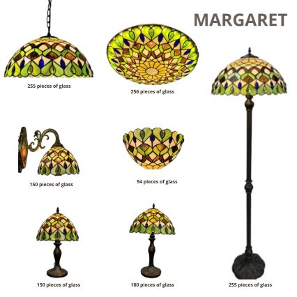 Brilagi - Tiffany-stiilis vitraažlaelamp MARGARET 2xE27/60W/230V, läbimõõt 40 cm