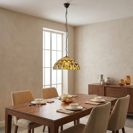 Brilagi - Tiffany-stiilis vitraažlühter ketiga MARGARET 2xE27/60W/230V