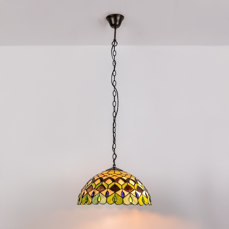 Brilagi - Tiffany-stiilis vitraažlühter ketiga MARGARET 2xE27/60W/230V