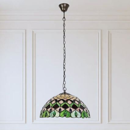 Brilagi - Tiffany-stiilis vitraažlühter ketiga MARGARET 2xE27/60W/230V