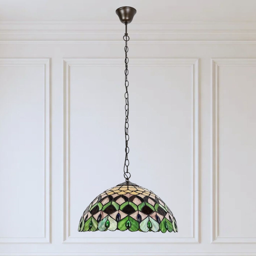 Brilagi - Tiffany-stiilis vitraažlühter ketiga MARGARET 2xE27/60W/230V