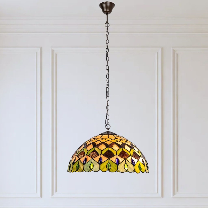 Brilagi - Tiffany-stiilis vitraažlühter ketiga MARGARET 2xE27/60W/230V