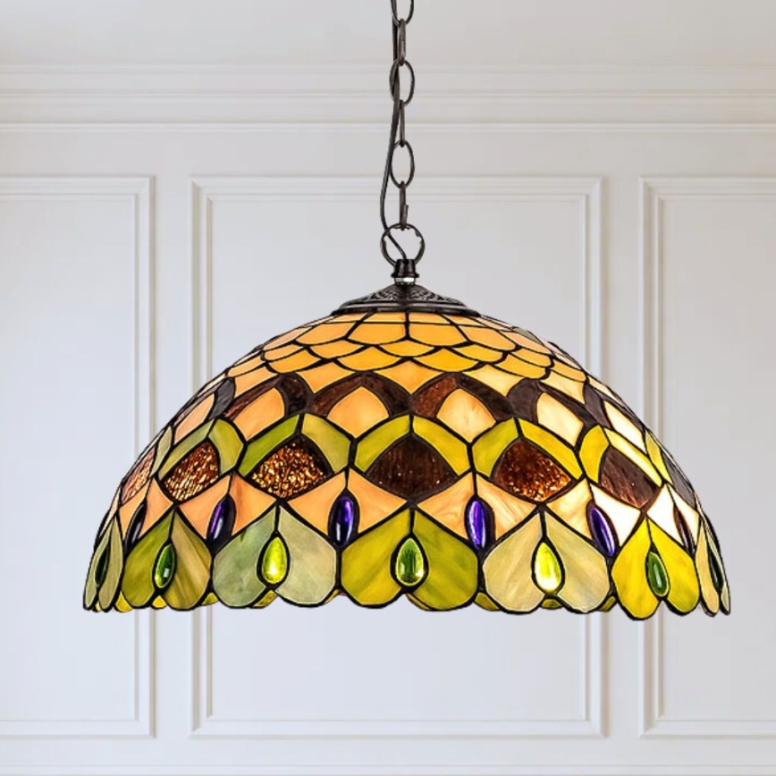 Brilagi - Tiffany-stiilis vitraažlühter ketiga MARGARET 2xE27/60W/230V
