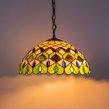 Brilagi - Tiffany-stiilis vitraažlühter ketiga MARGARET 2xE27/60W/230V