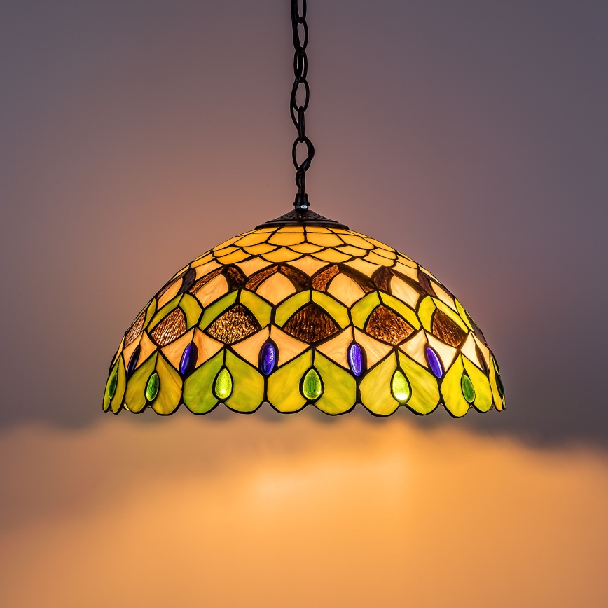 Brilagi - Tiffany-stiilis vitraažlühter ketiga MARGARET 2xE27/60W/230V