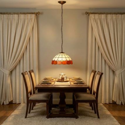 Brilagi - Tiffany-stiilis vitraažlühter ketiga SIENNA 1xE27/60W/230V läbimõõt 40 cm