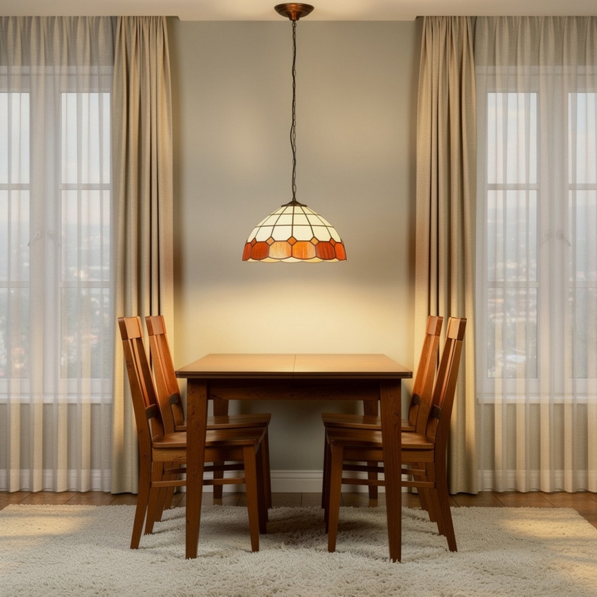 Brilagi - Tiffany-stiilis vitraažlühter ketiga SIENNA 1xE27/60W/230V läbimõõt 40 cm