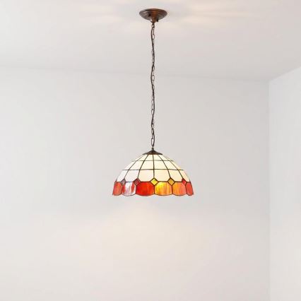 Brilagi - Tiffany-stiilis vitraažlühter ketiga SIENNA 1xE27/60W/230V läbimõõt 40 cm