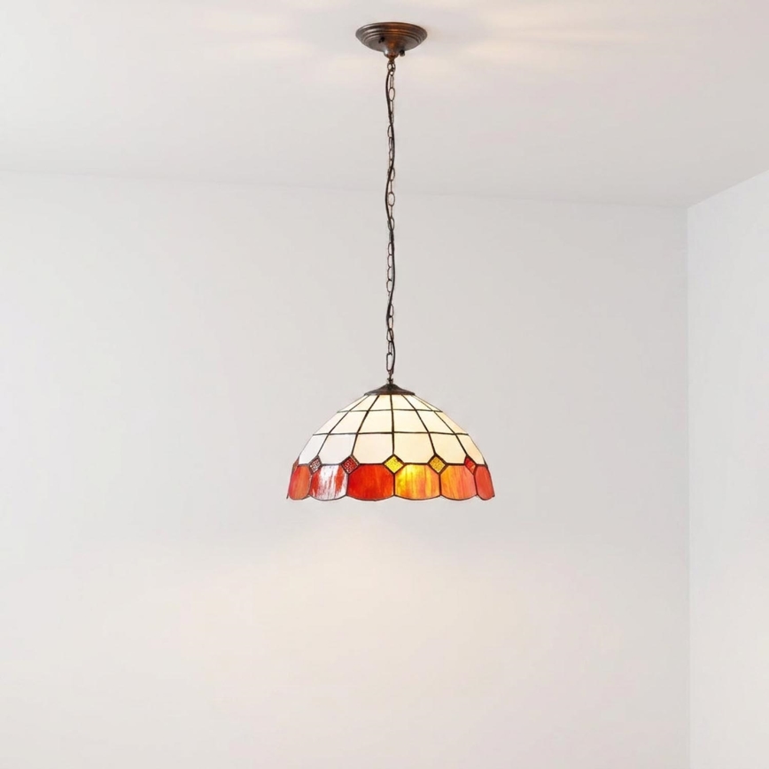 Brilagi - Tiffany-stiilis vitraažlühter ketiga SIENNA 1xE27/60W/230V läbimõõt 40 cm