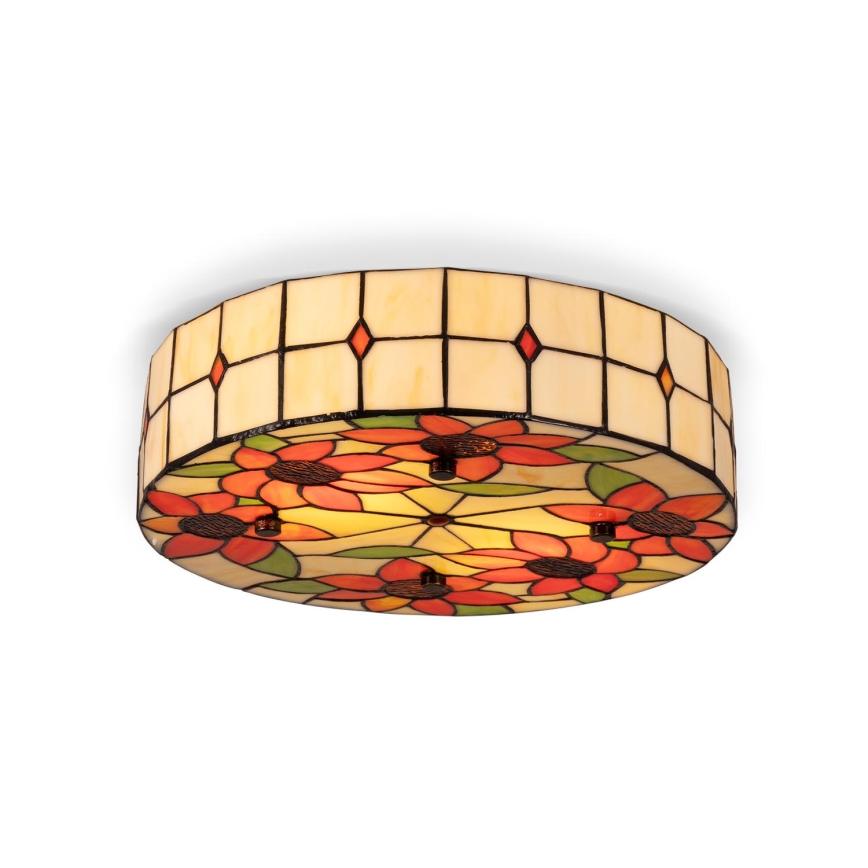 BRILAGI - Tiffany vitraažiga laelamp SUNFLOWER 2xE27/60W/230V läbimõõt 40 cm