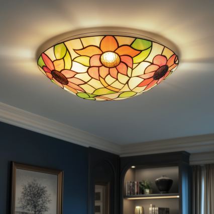 Brilagi - Tiffany-vitraažiga laelamp SUNFLOWER 2xE27/60W/230V Ø 40 cm