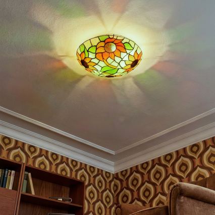 Brilagi - Tiffany-vitraažiga laelamp SUNFLOWER 2xE27/60W/230V Ø 40 cm
