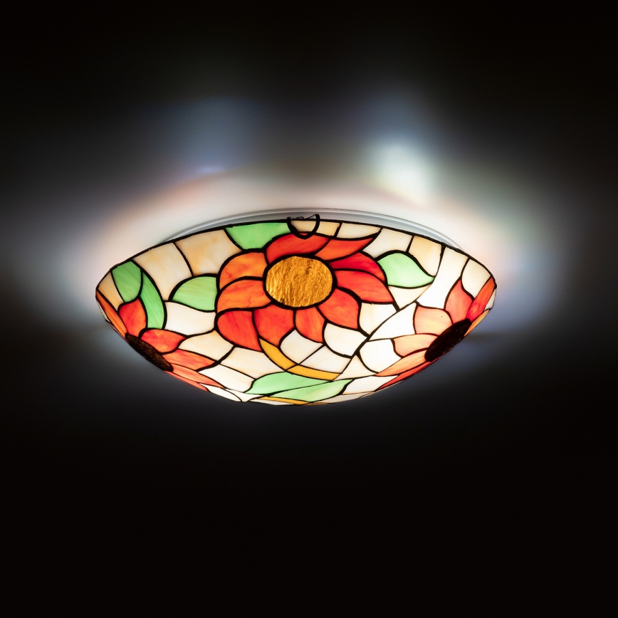 Brilagi - Tiffany-vitraažiga laelamp SUNFLOWER 2xE27/60W/230V Ø 40 cm