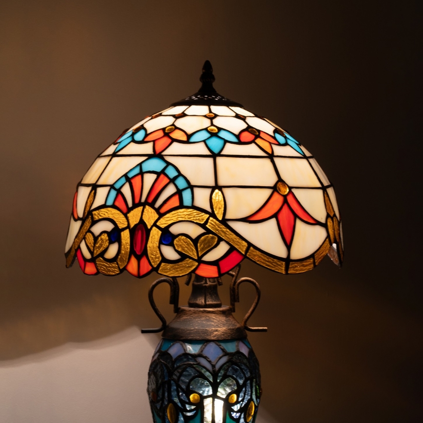 Brilagi - Tiffany-vitraažiga laualamp MIRABELLA 1xE27/60W/230V + 1xE14/40W