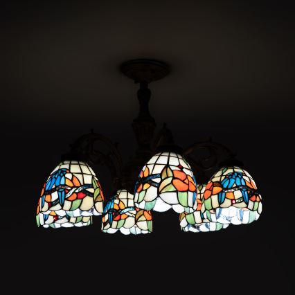 Brilagi - Tiffany-vitraažiga pinnapealne lühter JUNGLE 6xE27/60W/230V läbimõõt 60 cm