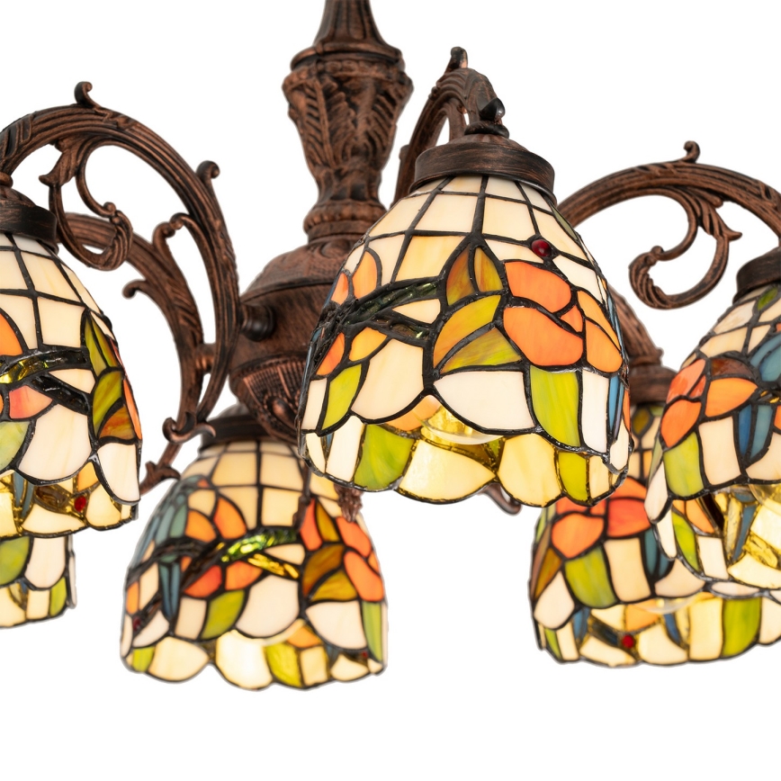Brilagi - Tiffany-vitraažiga pinnapealne lühter JUNGLE 6xE27/60W/230V läbimõõt 60 cm