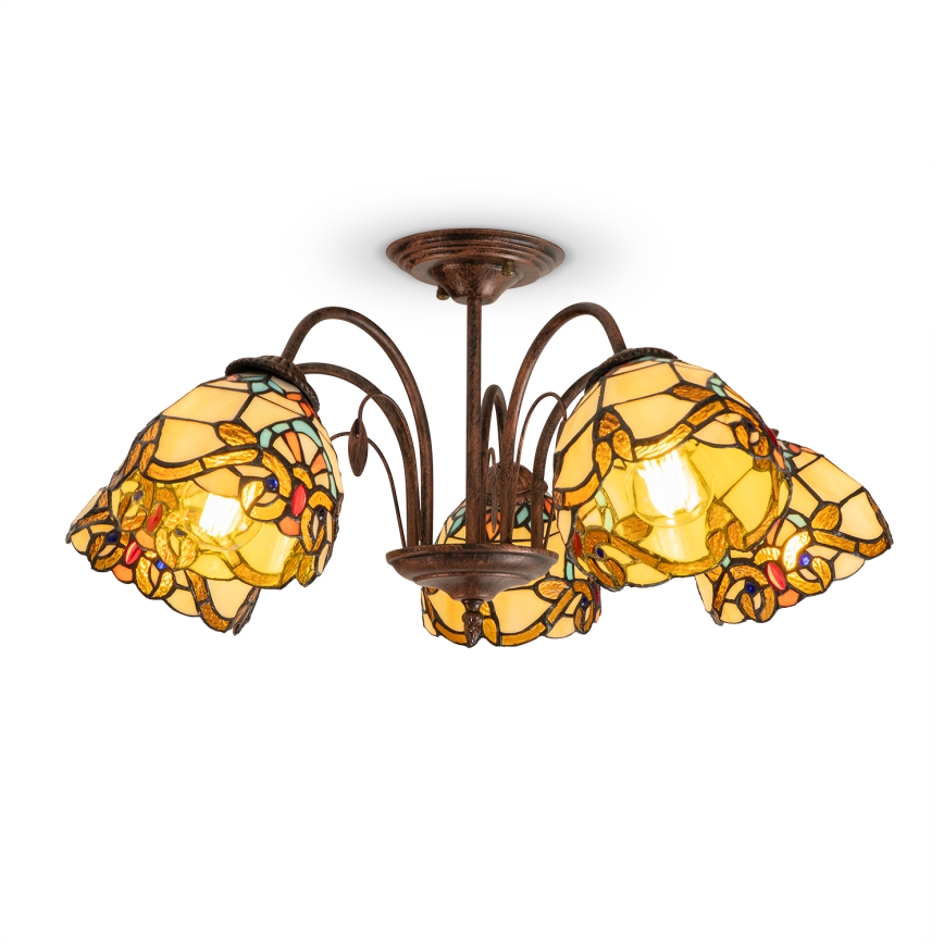 Brilagi - Tiffany-vitraažiga pinnapealne lühter MIRABELLA 5xE27/60W/230V Ø 60 cm