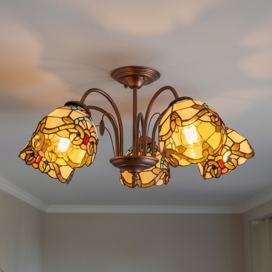 Brilagi - Tiffany-vitraažiga pinnapealne lühter MIRABELLA 5xE27/60W/230V Ø 60 cm