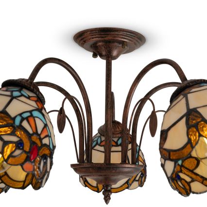 Brilagi - Tiffany-vitraažiga pinnapealne lühter MIRABELLA 5xE27/60W/230V Ø 60 cm