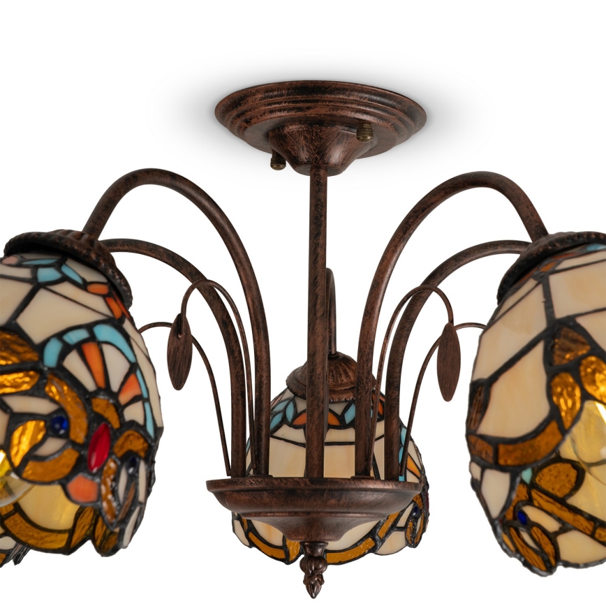 Brilagi - Tiffany-vitraažiga pinnapealne lühter MIRABELLA 5xE27/60W/230V Ø 60 cm