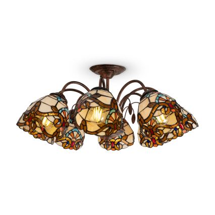 Brilagi - Tiffany-vitraažiga pinnapealne lühter MIRABELLA 8xE27/60W/230V läbimõõt 68 cm