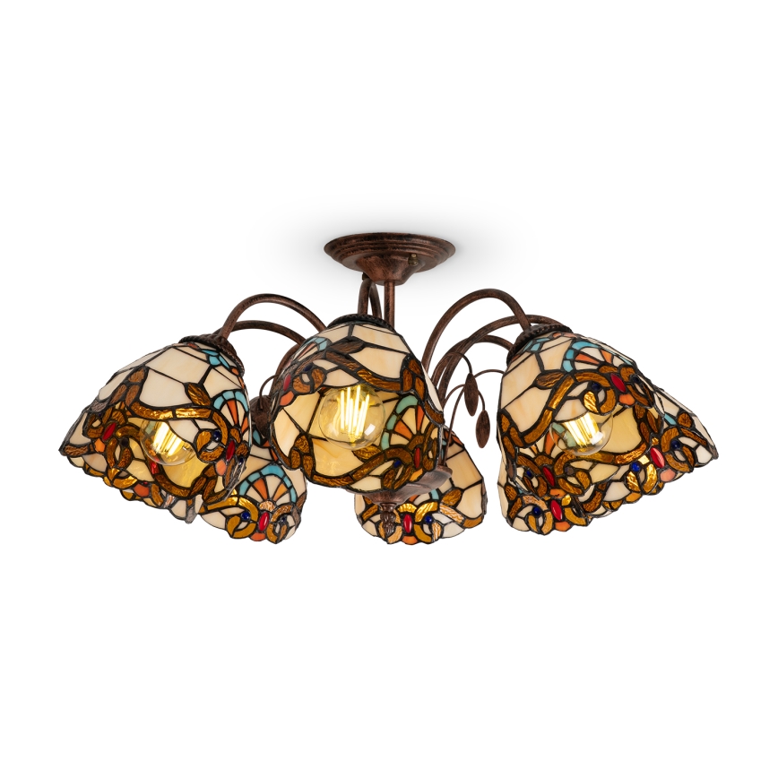 Brilagi - Tiffany-vitraažiga pinnapealne lühter MIRABELLA 8xE27/60W/230V läbimõõt 68 cm