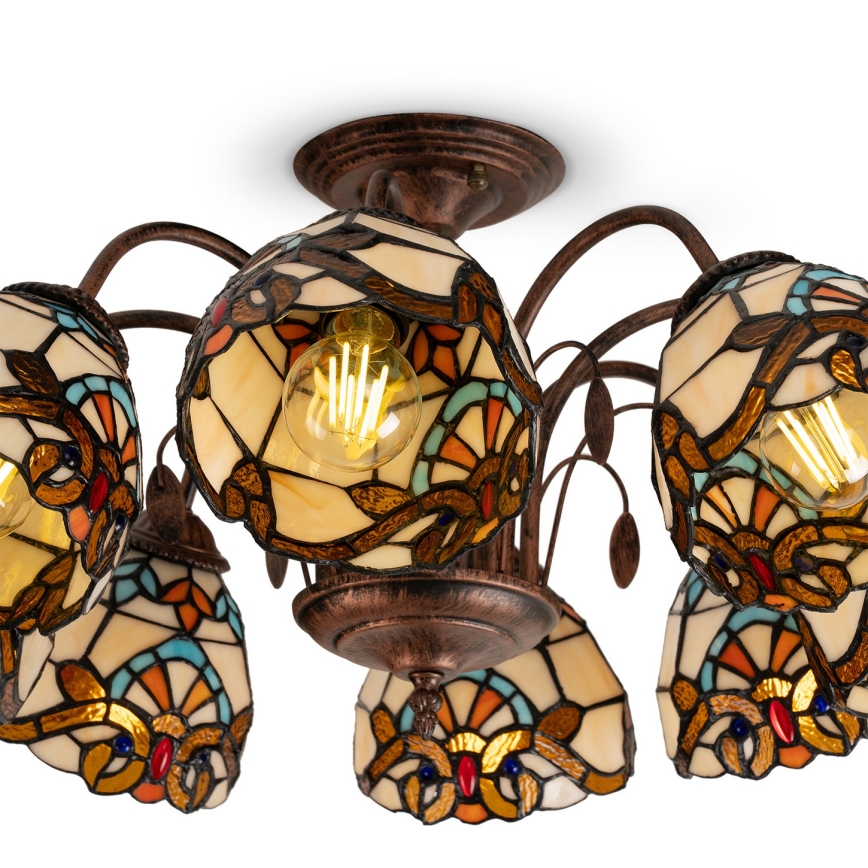 Brilagi - Tiffany-vitraažiga pinnapealne lühter MIRABELLA 8xE27/60W/230V läbimõõt 68 cm