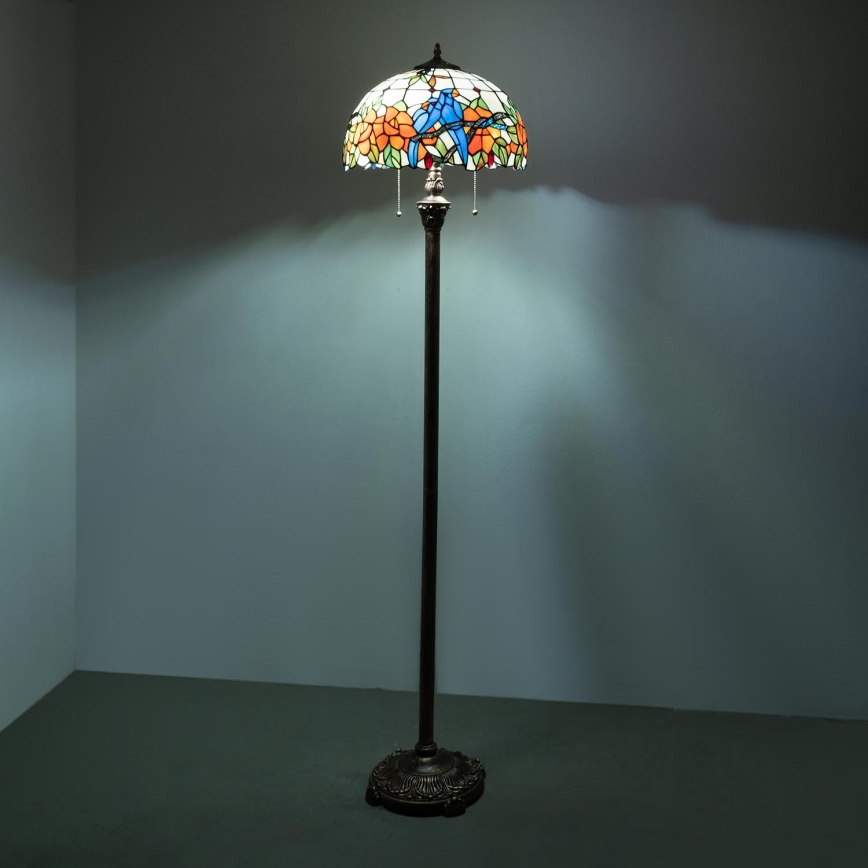 Brilagi - Tiffany-vitraažiga põrandalamp JUNGLE 2xE27/60W/230V