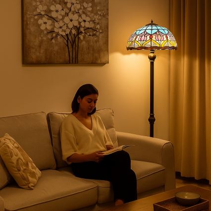 Brilagi – Tiffany-vitraažiga põrandalamp LORAS 2xE27/60W/230V
