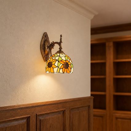 BRILAGI - Tiffany-vitraažiga seinavalgusti SUNFLOWER 1xE14/40W/230V