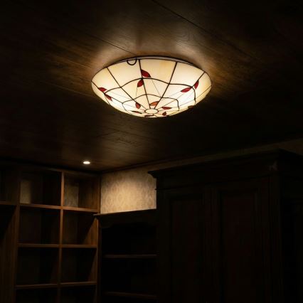 Brilagi - Tiffany vitraažist laelamp FOLIA 2xE27/60W/230V läbimõõt 40 cm