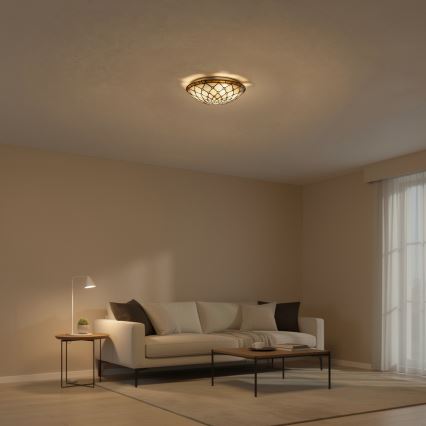 Brilagi - Tiffany vitraažist laelamp IVORY 2xE27/60W/230V, läbimõõt 40 cm